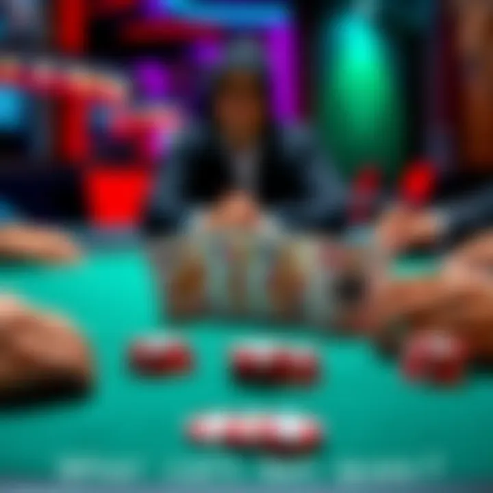 A poker scene showing four kings on the table. A player is contemplating their move while facing a check-raise from an opponent.