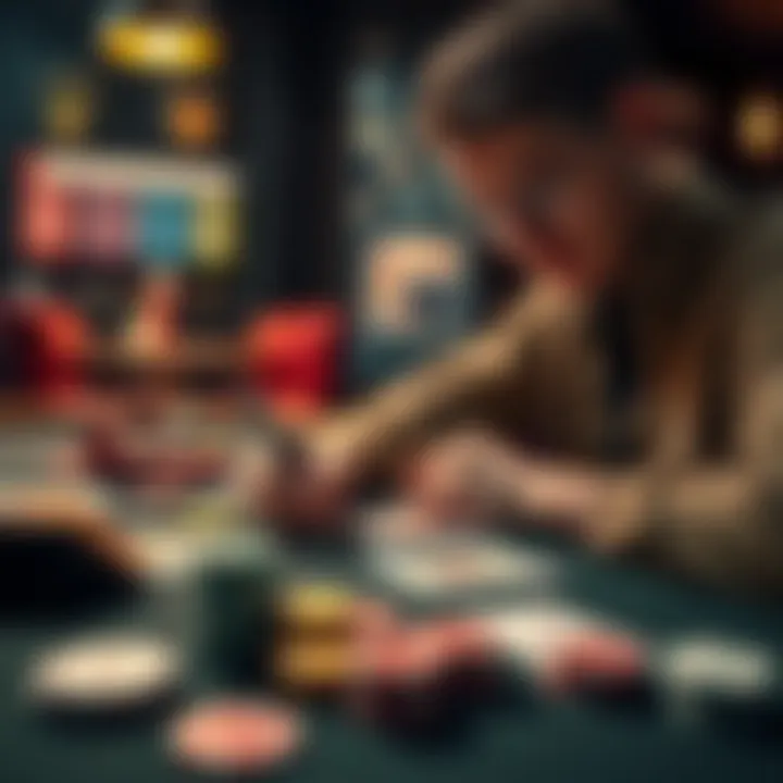 A beginner analyzing poker hands with notes and cards on a table