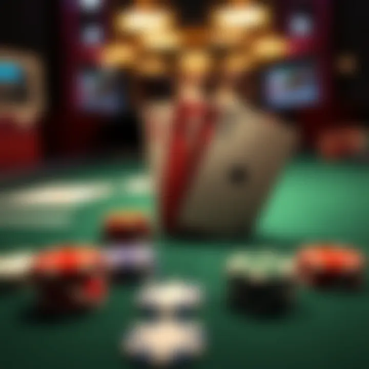 A poker table showing an 8-10 suited hand, with chips and cards on the table, highlighting a tough decision at the table.