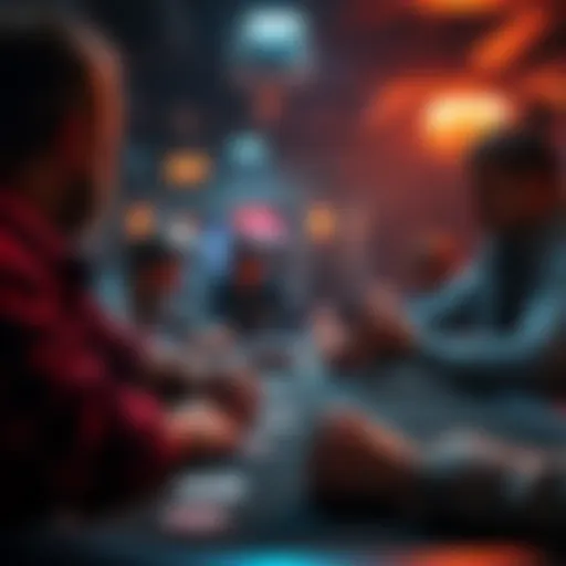 A tense moment in a poker game showing a player contemplating his decision against an aggressive opponent