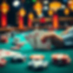 Poker hand with flops on table A poker table showing a hand with bad flops, emphasizing strategy during play