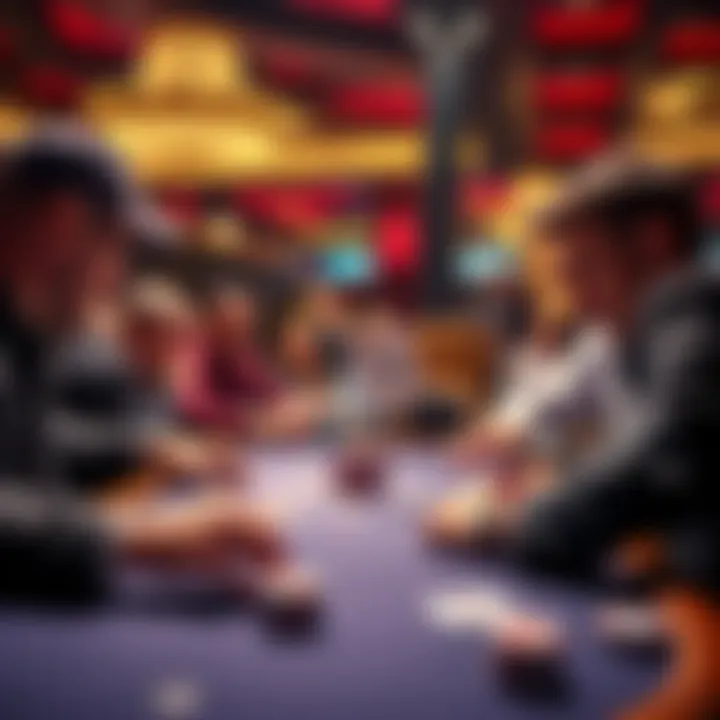 Three players going all-in during a poker game at Holland Casino Amsterdam, with one player revealing a Backdoor Straight Flush, surprising the crowd.