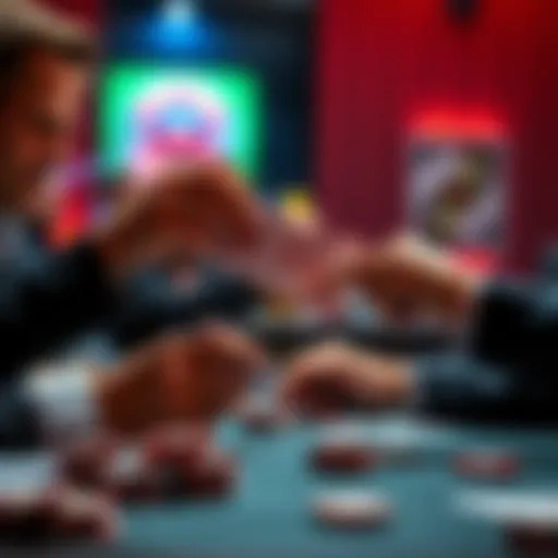 MMOToaster and Lupus5555554 face off in a poker game, showcasing their cards with tension in the air.