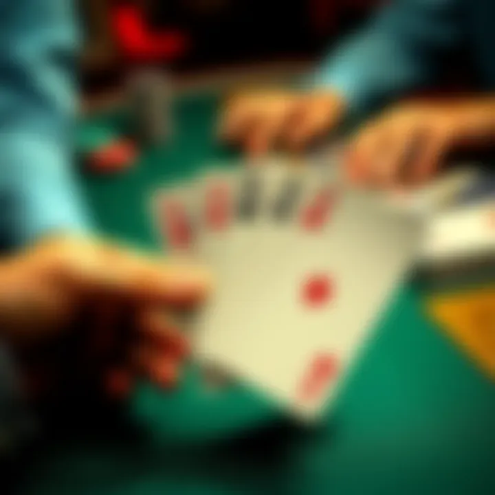 A poker table showing a player's hand with two pairs and an Ace, highlighting the winning strategy in poker.