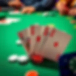 A poker table showing a hand with two pairs and an ace kicker on a paired board, with chips and cards visible