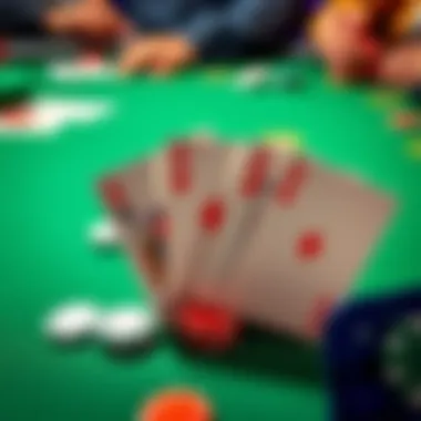 A poker table showing a hand with two pairs and an ace kicker on a paired board, with chips and cards visible
