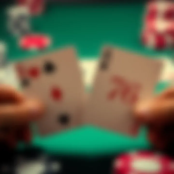 A visual comparison of poker hands AA and 76 on a K54r flop, illustrating their winning chances.