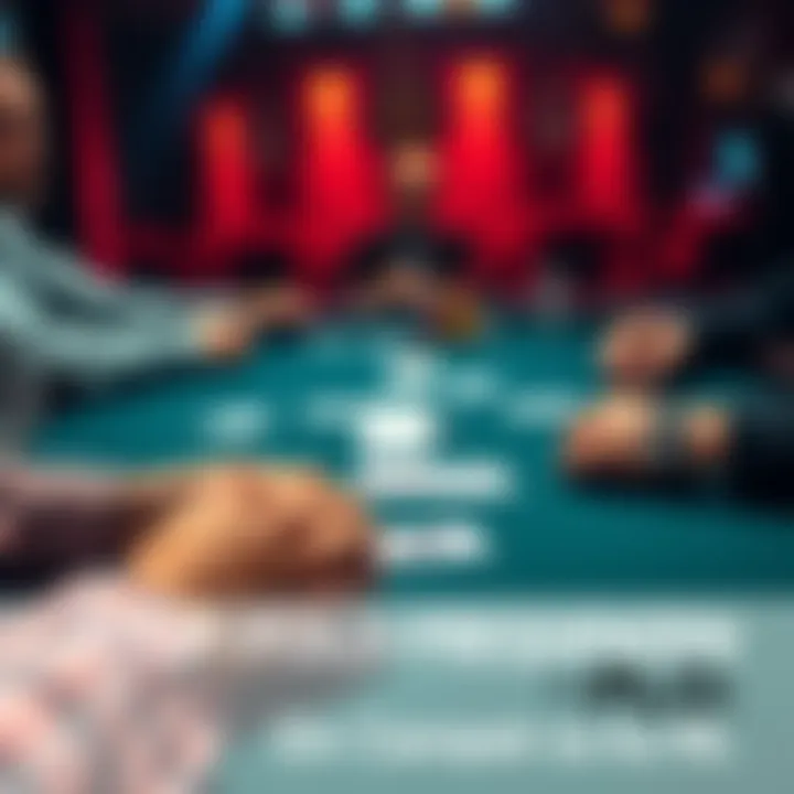 A poker table featuring players engaged in a Pot-Limit Omaha game, highlighting strategies and hand decisions during the flop stage.