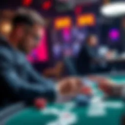 A focused beginner studying poker strategies at a table with cards and notes