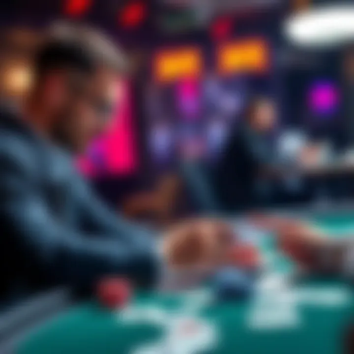 A focused beginner studying poker strategies at a table with cards and notes