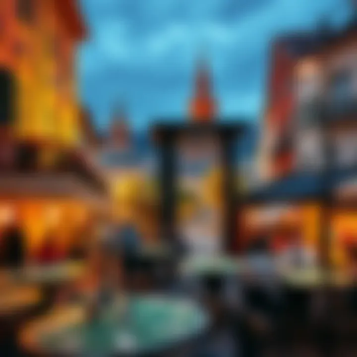 Poker locations in Europe A scenic view of famous European cities known for poker playing, featuring people enjoying games at outdoor tables and vibrant nightlife.