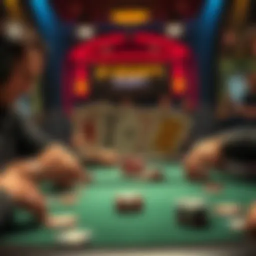 A tense moment in a poker game where one player reveals a straight flush while another has quad 9s, capturing the excitement of the $300 Bounty Tournament at MGMNH.
