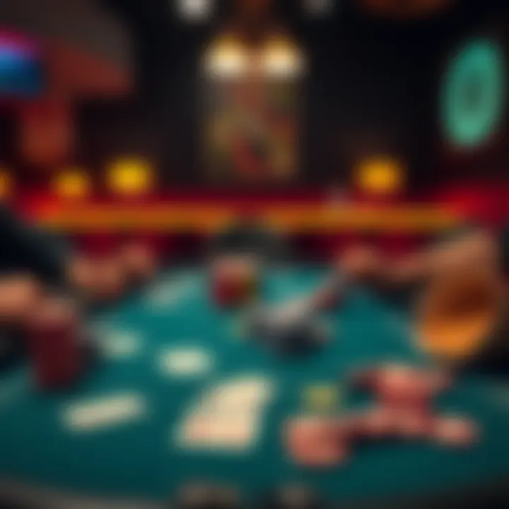A table set for a poker night with chips, cards, and snacks arranged neatly for players.