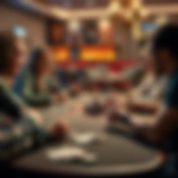 Group of friends enjoying a poker game with chips and snacks on the table