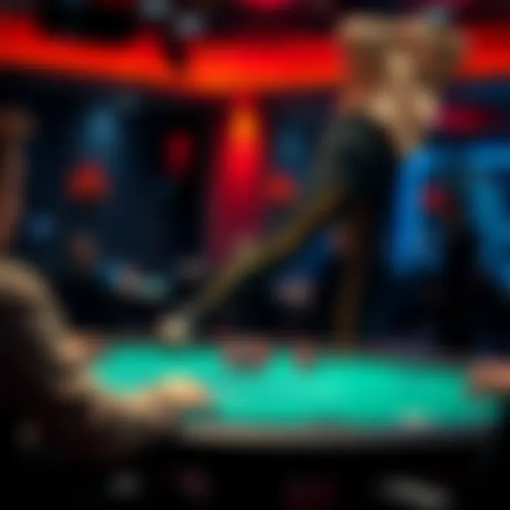 Poker player taking a break A poker player stretching and standing up from a chair during a live poker session