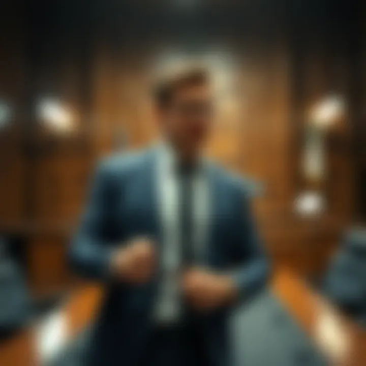 A poker professional standing in a courtroom, expressing frustration, highlighting the issue of racism and legal action, with a judge in the background.