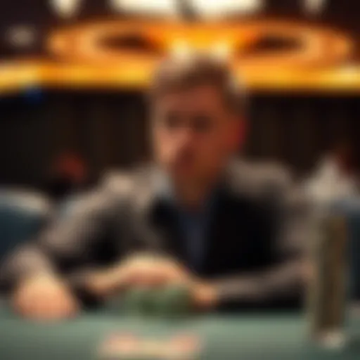 A 41-year-old man sitting at a poker table, looking contemplative as he considers his future in professional poker.
