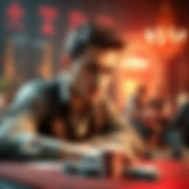 A poker player looks disappointed at a card table after losing with a pair of aces against a flush.