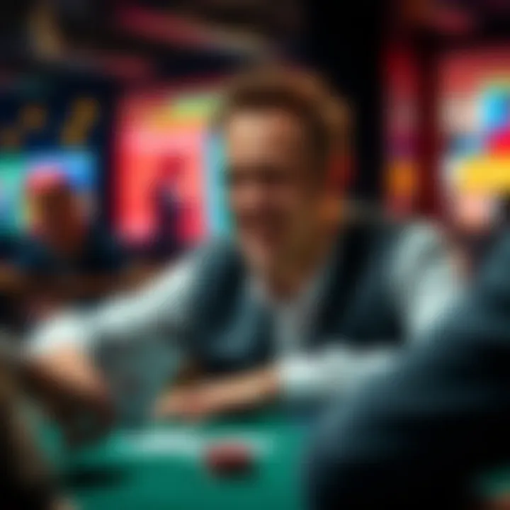 A poker player smiling and saying 'I love you' at the table, affecting opponents' reactions and game dynamics
