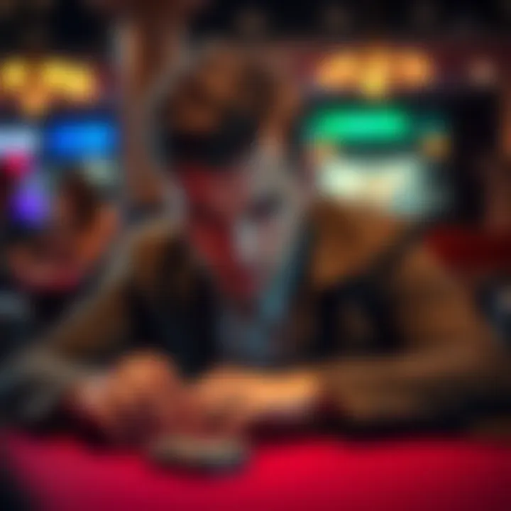 A professional poker player at a table concentrating intensely, showing facial expressions without cosmetic alterations, highlighting the importance of natural expressions in gameplay.