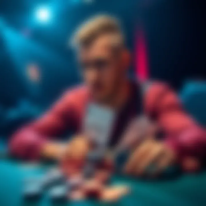 A player looks shocked after losing a large poker pot with AK against AA at a table with chips and cards