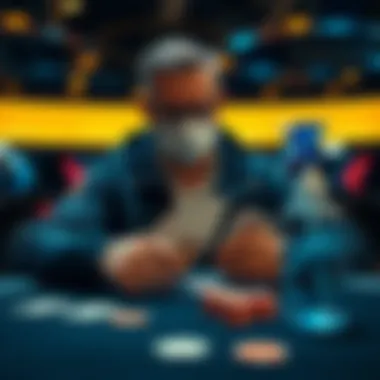 A player at a poker table wearing a mask and looking unwell, with hand sanitizer on the table