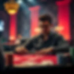 A poker player contemplating their move with cards on the table at the river stage