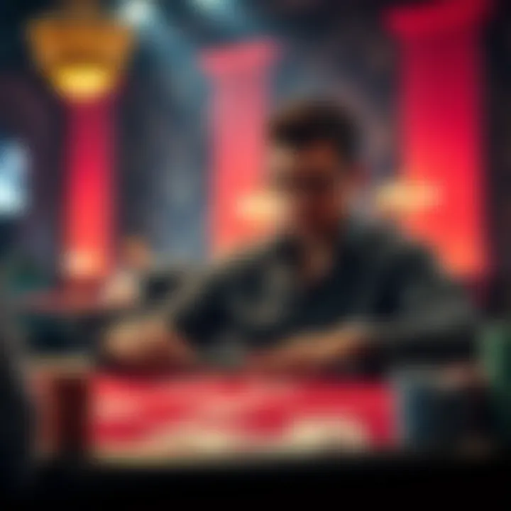 Poker player making a decision at the river A poker player contemplating their move with cards on the table at the river stage