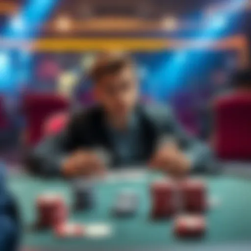 Poker player debating strategies A poker player sits at a table looking thoughtful, holding cards while considering aggressive strategies versus intuitive play.