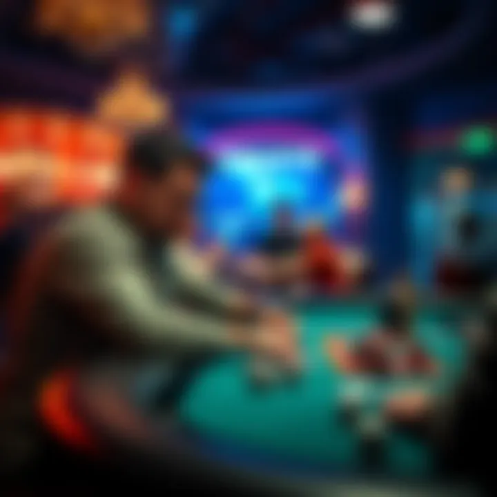 A person playing poker at a table with cards and chips, contemplating their next move.