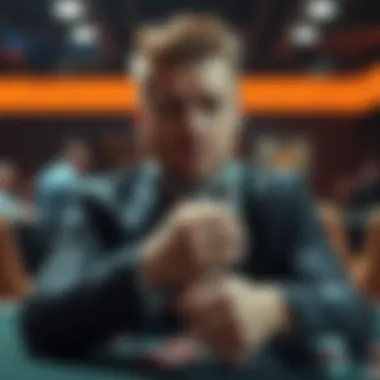 Poker player tied up A poker player is shown tied up, with poker chips scattered around and a worried expression on his face, in a setting suggesting a robbery.
