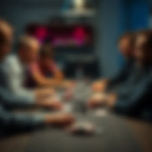 Group of friends playing poker at home with chips and cards on the table