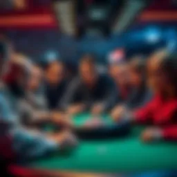 A group of diverse poker players are gathered around a table, with focused expressions, as they engage in a high-stakes cash game. The atmosphere feels tense and charged, showing a mix of emotions fro...