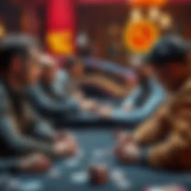 A group of poker players arguing at a table after one makes a controversial move, showing tension and disagreement