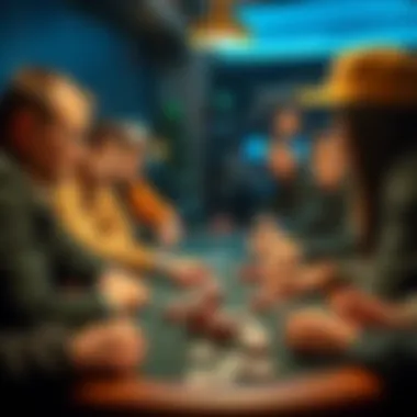 Poker players at a home game in LA A group of players focused on a poker table during a home game with chips and cards spread out.