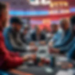 A group of poker players at a table considering new setup penalties with chips and cards in front of them
