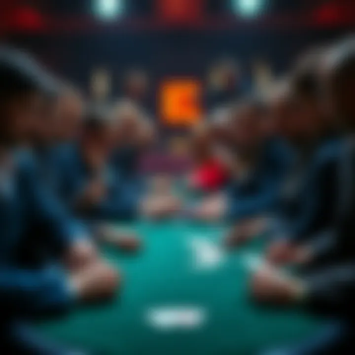 Poker players with pocket pairs Group of poker players at a table, each holding pocket pairs during a game, showing intense expressions and cards