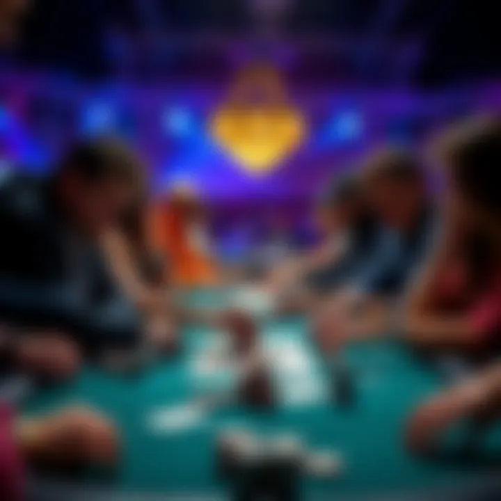 A group of poker players focused on their cards and chips during a Pot-Limit Omaha game, highlighting the excitement of PLO strategy.