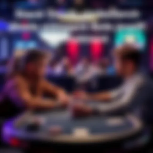 Two poker players at a table discussing strategies focused on stack depth and position advantage