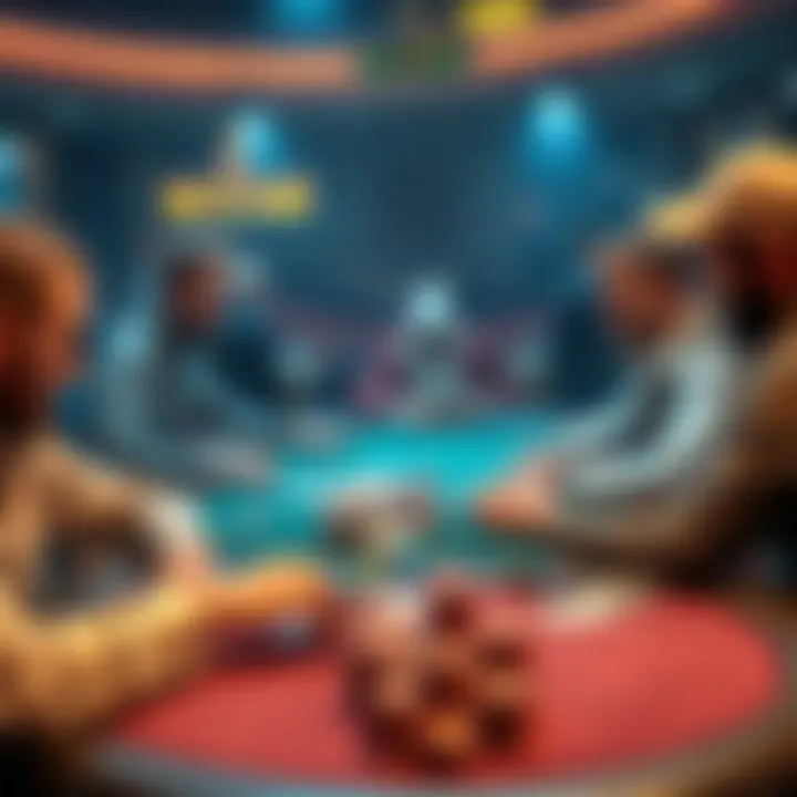 Group of poker players sitting around a table with cards and chips, engaged in a game