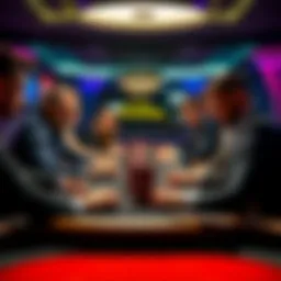 Poker players at a table A group of focused poker players analyzing their hands at a casino table