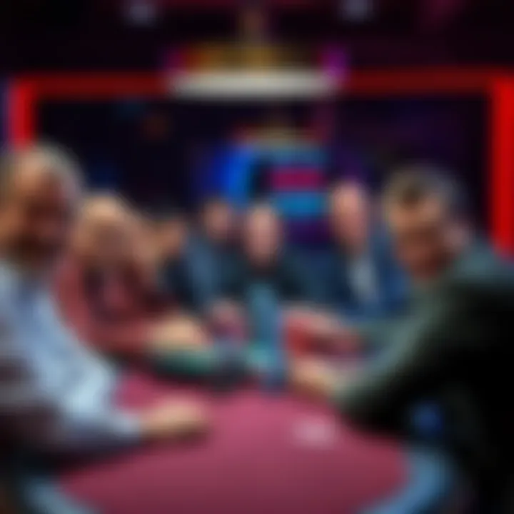 A group of poker players engaged in a game, showing different styles and expressions, illustrating typical characteristics of 'donks'