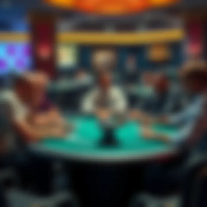 A tense moment at a poker table where players discuss a rule dispute after one player's cards are deemed dead.