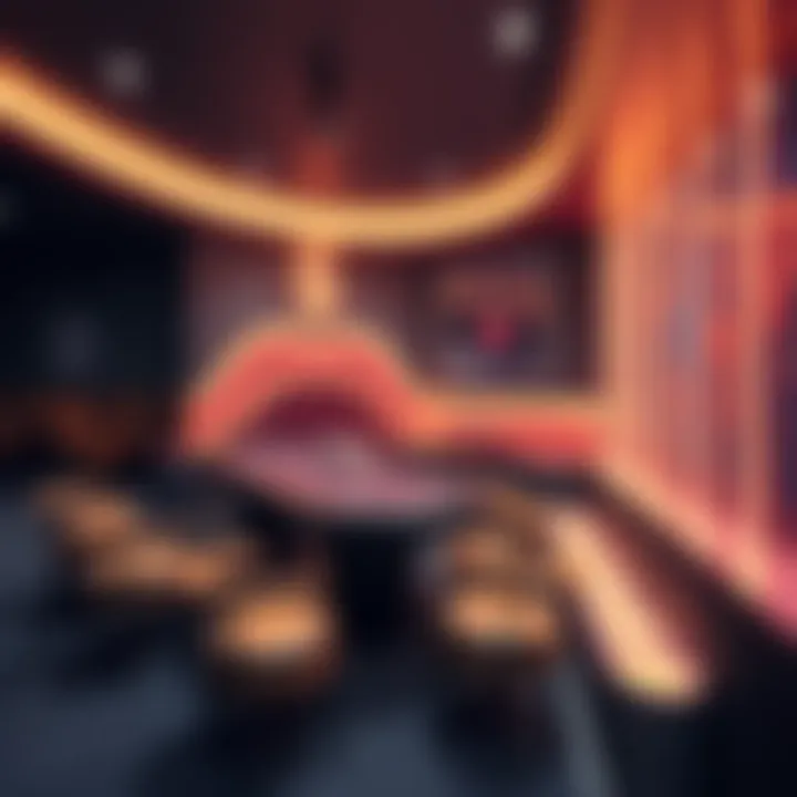 A bright and modern poker room with creative wall designs and stylish lighting accents