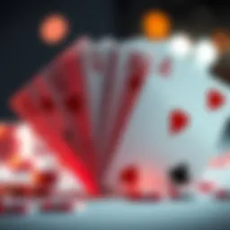 Poker Royal Flush A winning poker hand showing a royal flush with hearts, displaying the king, queen, jack, ten, and ace.