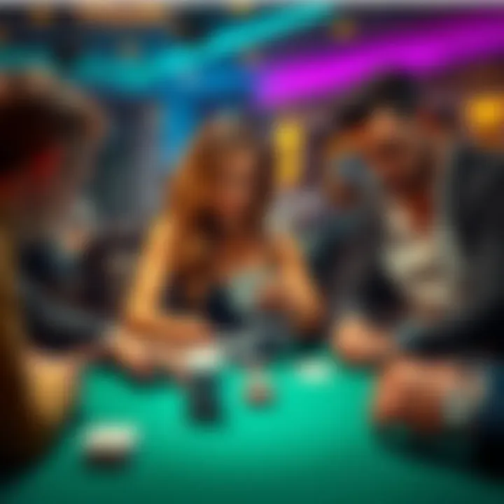 A woman dealing poker cards while her boyfriend looks concerned at the table, showing signs of frustration.