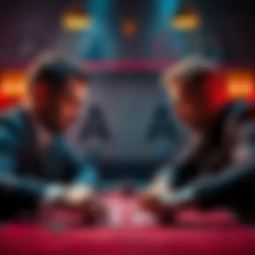 Poker showdown AK vs AA A tense poker game scene showing two players facing off with AK against AA cards, highlighting the dynamics of dominance in the game.