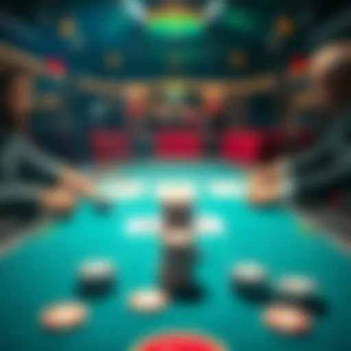 A poker table displaying a winning hand with A7 against 4 of a Kind and Kings, capturing the surprise of the moment