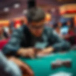 Poker strategies for winning A player analyzing poker hands at a table, focused on winning strategies for 1/3 Poker.