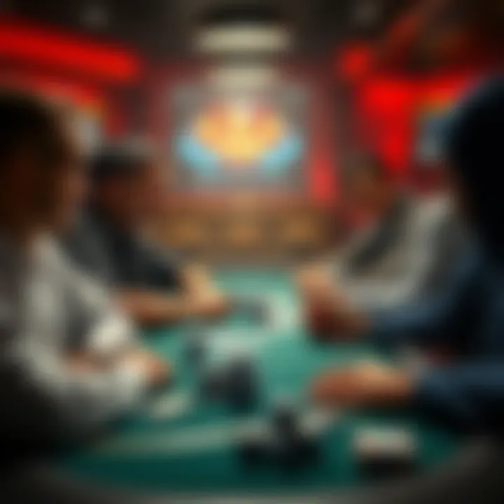 Poker game strategy discussion A group of players analyzing postflop strategies and decisions at a $1/$2 cash game table